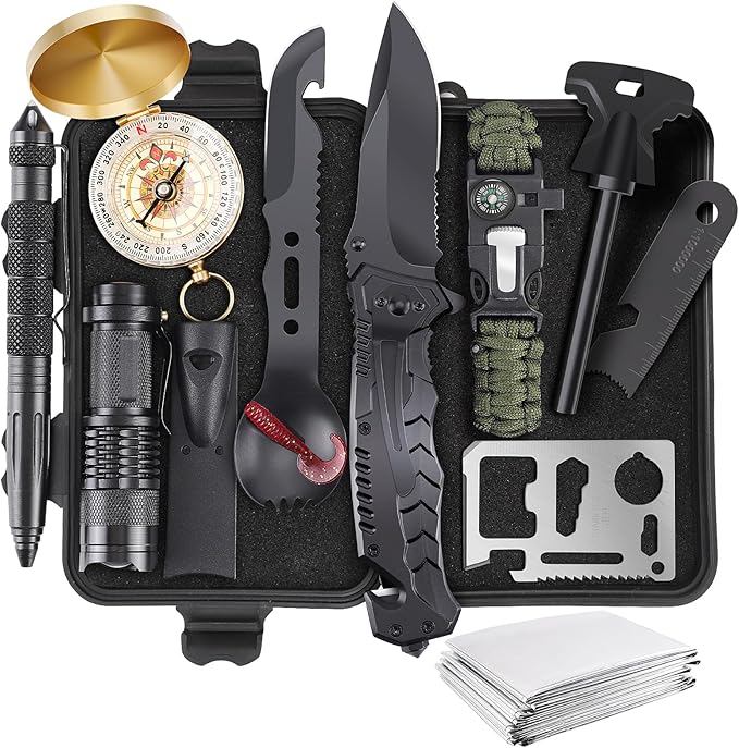 ABPIR Gifts for Christmas Survival Kits for Men Dad Husband Him, 13 in 1 Survival Gear and Equipment Tactical Tools for Ca...