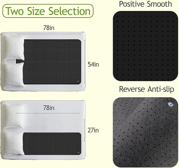 Grounding Mat for Bed Grounding Pad for Better Sleep Energy Wellness Grounding Bed Mat Carbon Fiber and PU with Grounding Cord 27"x78"