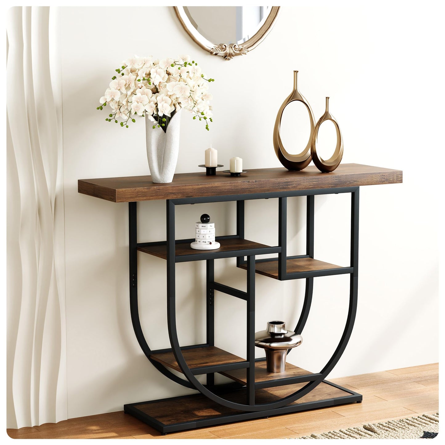 Modern Console Table for Entryway with Storage: 41.3 Inch Wood Sofa Tables for Living Room - Narrow Farmhouse Accent Desk for Home Decor