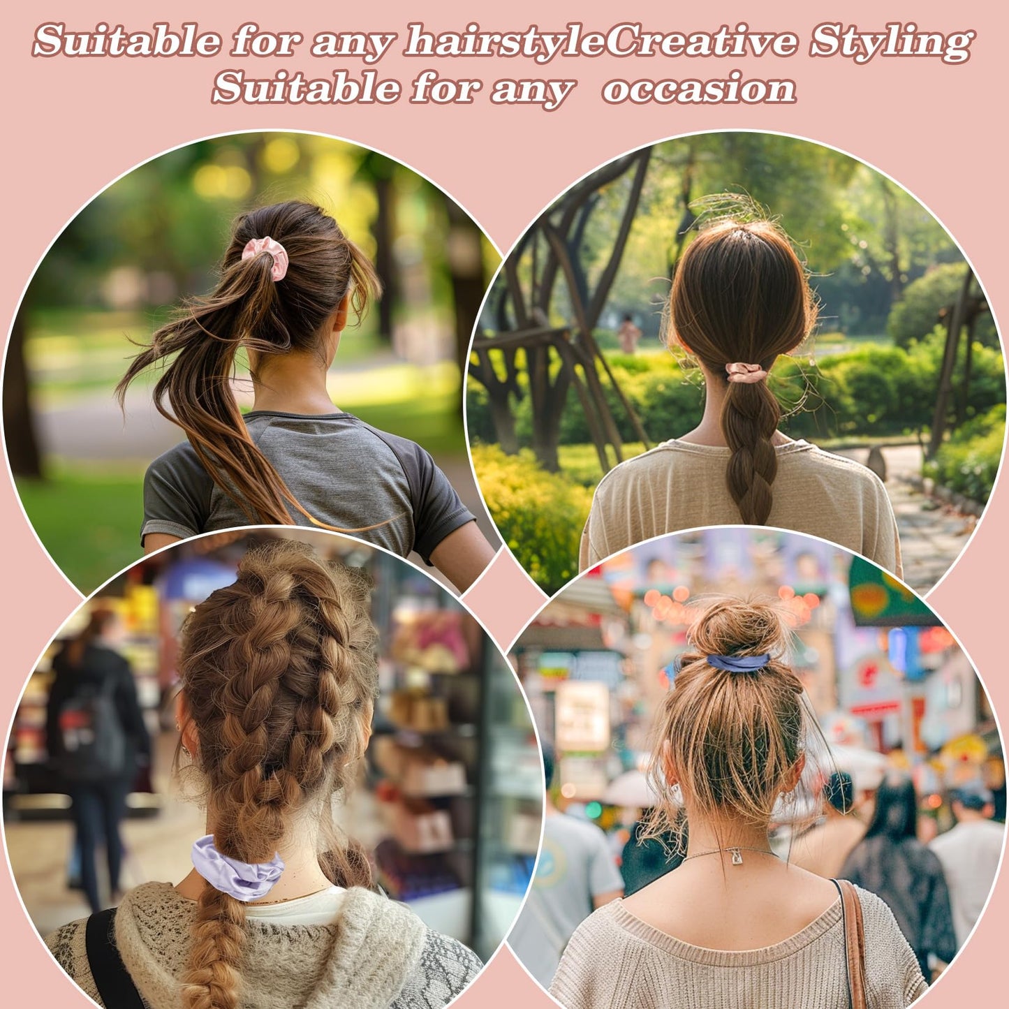 MAQIHAN 10PCS Silk Scrunchies Bulk - No Damage Large Satin Scrunchies for Women Men Girls Teens Ponytail Holders for Thick Hair