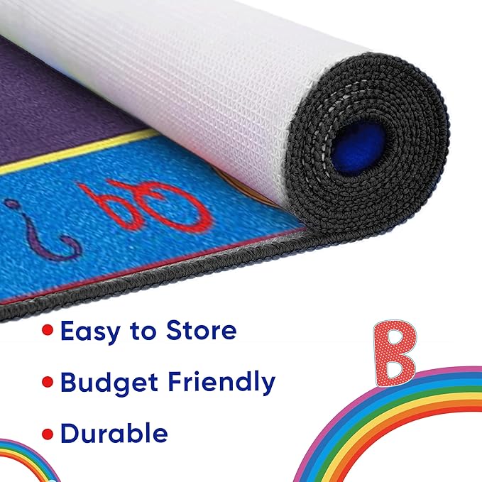 KIDCARPET.COM ABC Rainbow Seating Classroom Rug with 24 Seats, 7'6" x 12' Rectangle, Educational Classroom Rug, Kids Learning Play Mat | Area Rug for Bedroom or Playroom