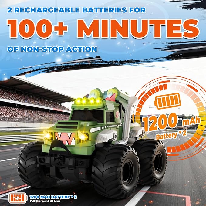Remote Control Car, Waterproof Monster Truck Toys RC Cars for Boys, 1:18 Amphibious 4WD All Terrain Off-Road Pickup Toy Trucks, Christmas Birthday Gift Boys Girls Kids Ages 6 7 8-12 Years Old