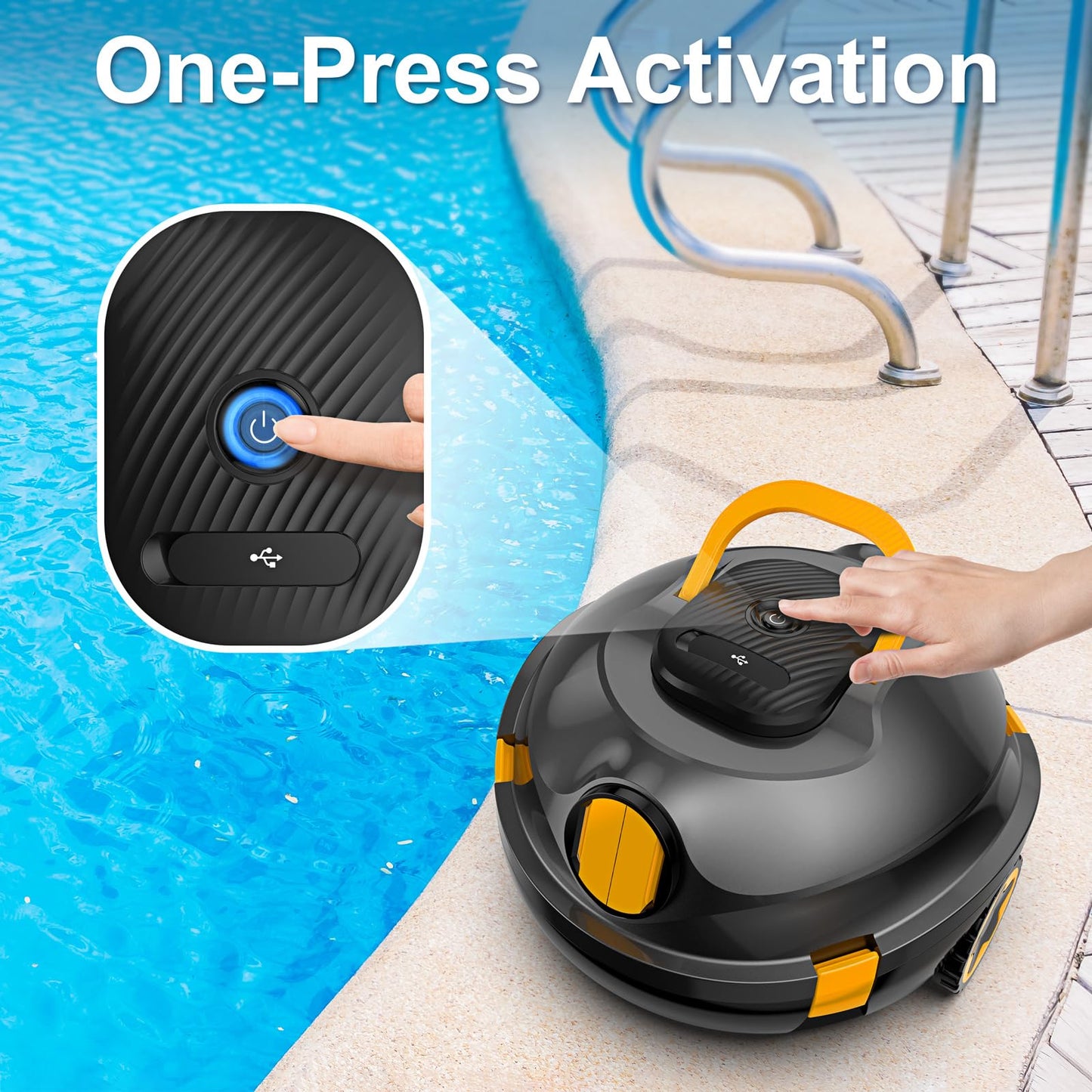 EZIOOV Robotic Pool Cleaner, Cordless Pool Vacuum for Above Ground & Inground Flat Pools with Dual Motors, 130 Min Runtime, Auto-Parking, Powerful Pool Vacuum Robot for Up to 1200 Sq.Ft