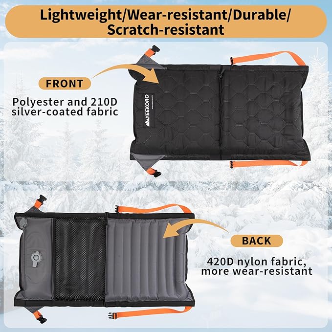YEEKORO Inflatable Heated Stadium Seats, Portable Bleacher Seat with Back Support, Foldable and Lightweight Stadium Chair for Sporting Events Camping Games Sports, Seat Cushion with 3 Levels of Heat