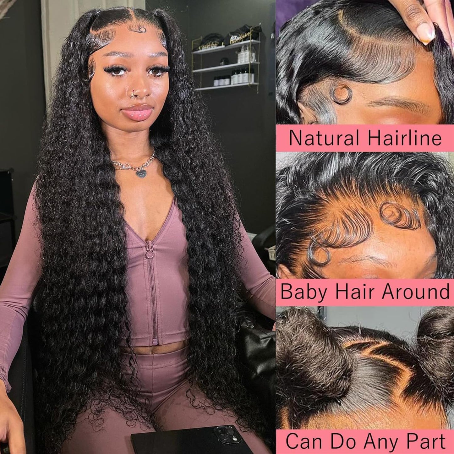 30 Inch 13x6 Deep Wave Lace Front Wigs Human Hair 200 Density HD Lace Front Wigs Human Hair Deep Curly 13x6 HD Lace Frontal Glue