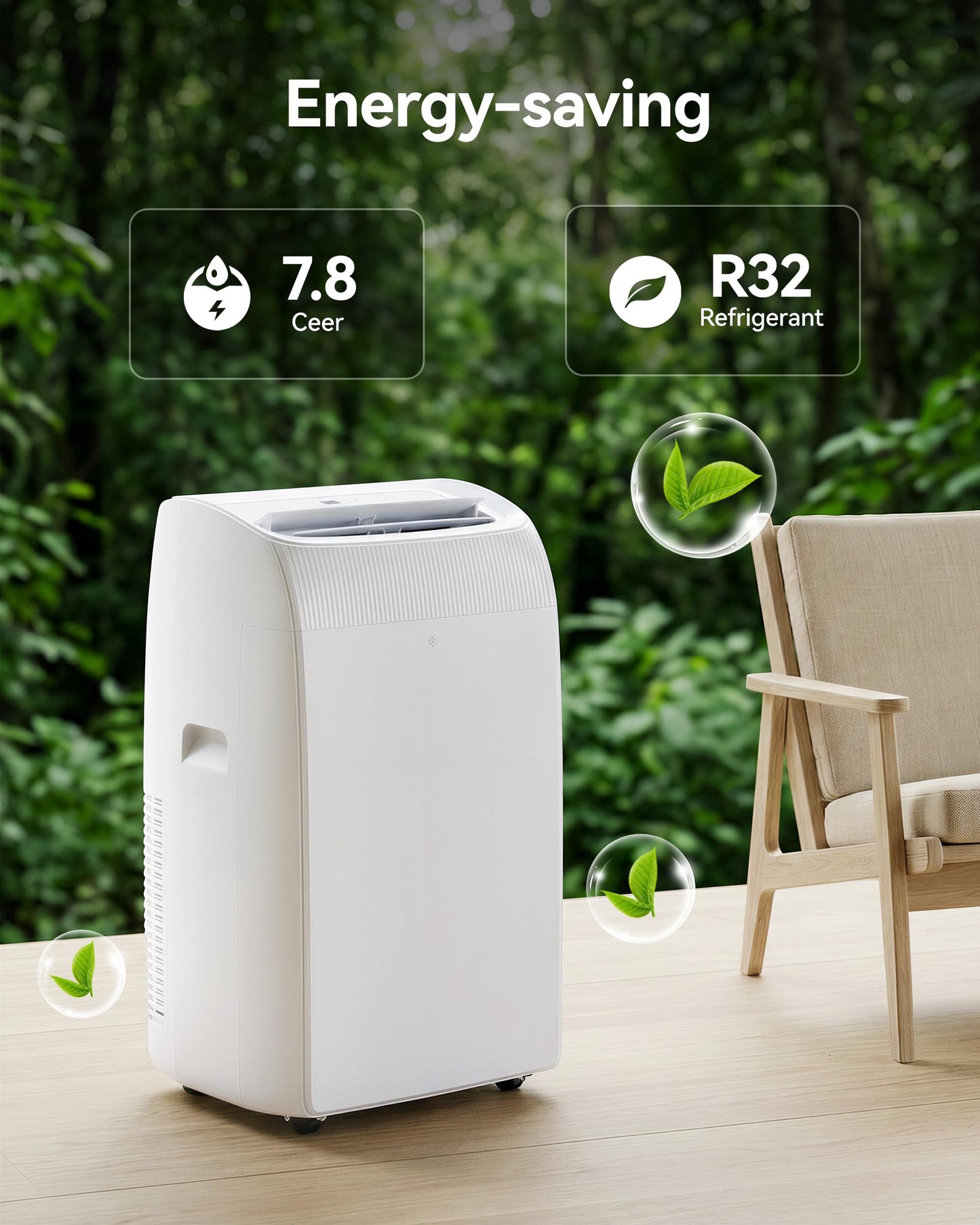 Feelfunn 12,000 BTU Portable Air Conditioner - Multi-Function Portable AC Unit Cools Up to 550 Sq. Ft., with Ultra-Quiet(42db), Auto Swing, 24H Timer, AC Unit for Bedroom, Dorm, Apartment