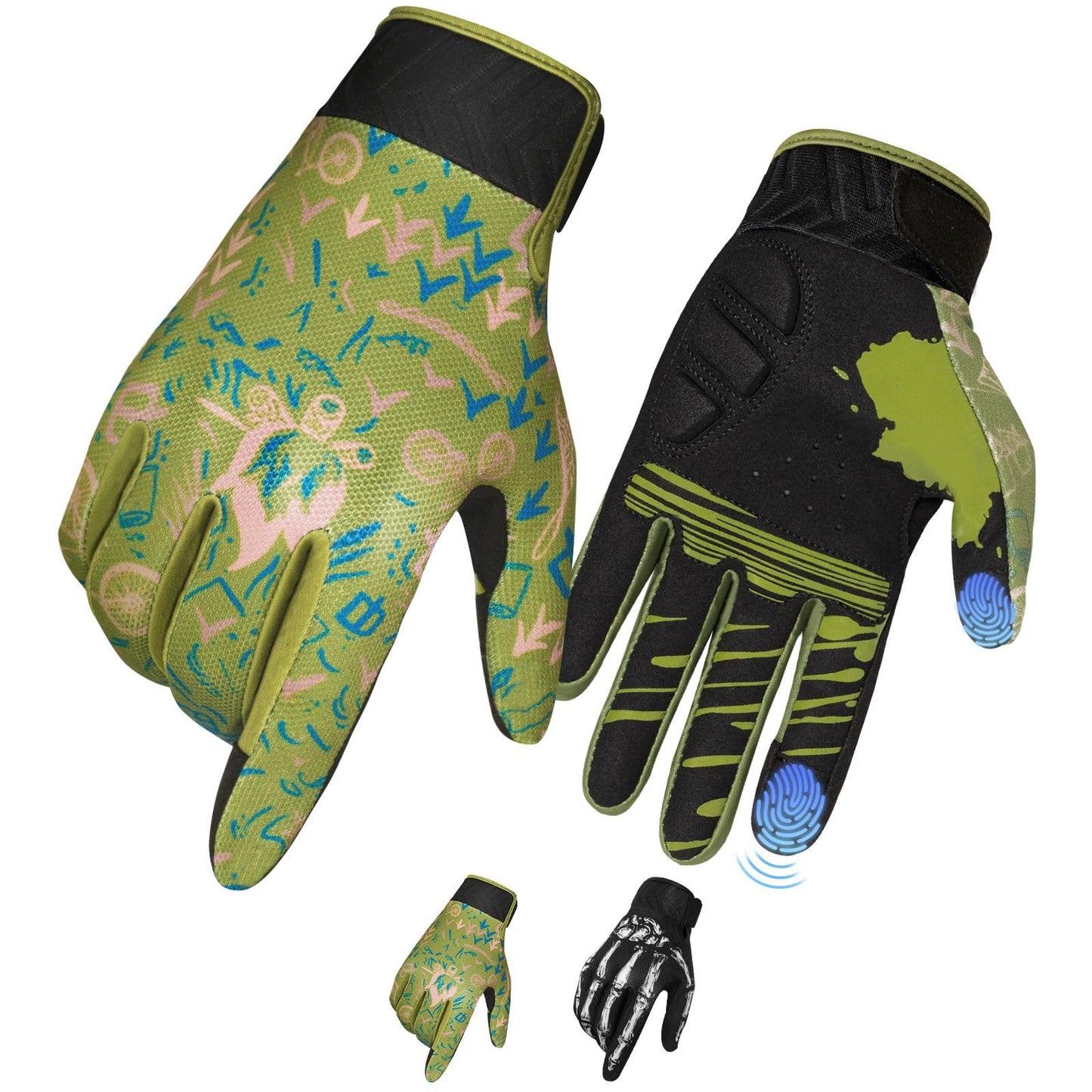 RIGWARL Bike Gloves for Men Women Cycling, Touchscreen Mountain Biking Gloves for Women, Non-Slip Lightweight Dirt Bike Riding Bicycle Glove for Summer Motorcycle MTB Off Road Racing