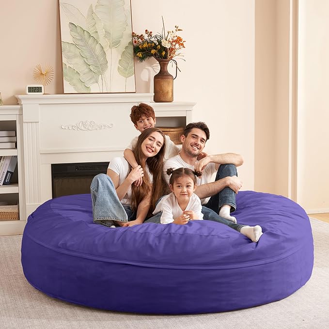 HABUTWAY XX-Large Bean Bag Chair: Giant 7' Memory Foam Furniture Bean Bag Chairs for Adults with Microfiber Cover 7Ft (Purple)