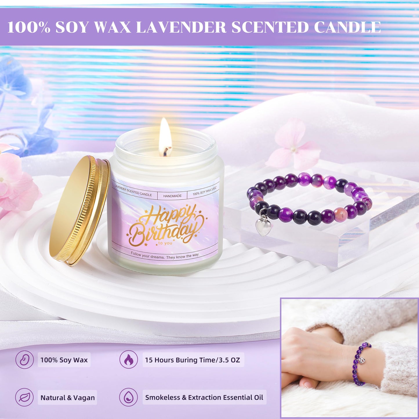 HSOEIXL Happy Birthday Gifts for Women, Best Friend Birthday Gifts Basket for Girls Her Daughter Niece Granddaughter Female Sister Mom Coworker, Spa Gift Basket for Women