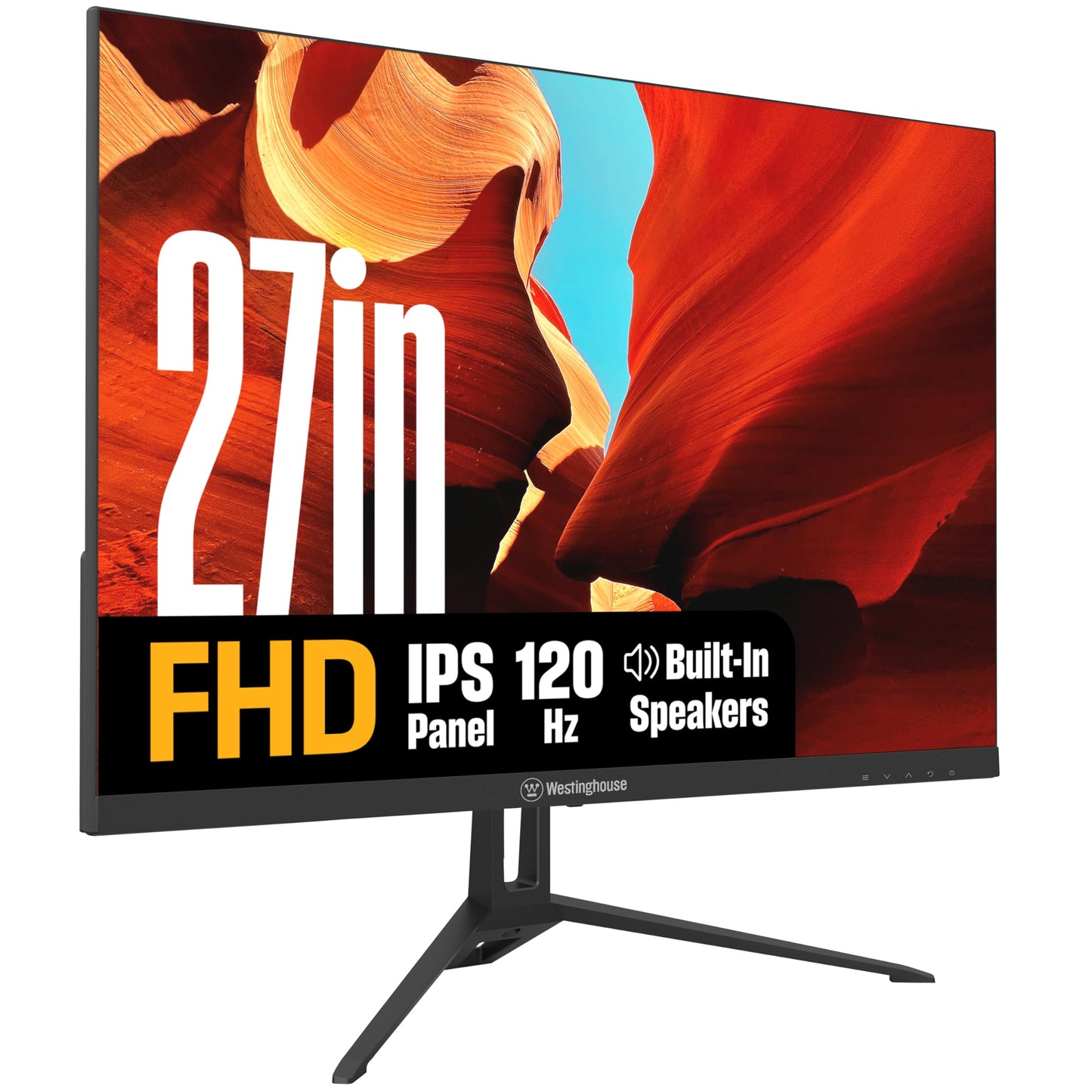 Westinghouse 27 Inch Gaming Monitor, 120Hz, 1ms, IPS Computer Monitor, 1080P FHD, Built-in Speakers, Eye Care, Adpative Sync Support (FreeSync Compatible), HDR, VGA, HDMI & DisplayPort w/Gaming Mode