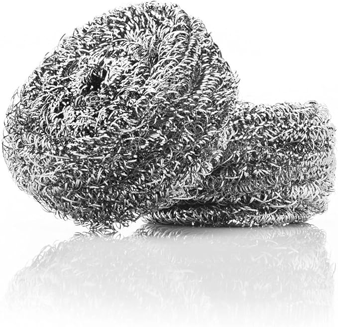 Stanley Home Products Stainless Steel Scrubbers – Rust Resistant Sponge for Pots, Pans, Grills, Ovens, Sinks and Tools – Metal Scrubbers for Kitchen & Garage Cleaning (1 Pack - 2 Count)