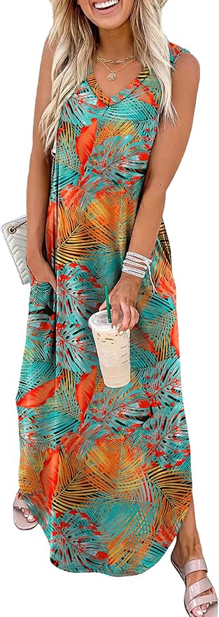 Sampeel Summer Dresses Maxi Dress Vacation Beach Sundresses 2025 with Pockets