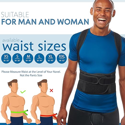 Selbite Posture Corrector for Men and Women - Back Brace for Upper and Lower Body Support - Adjustable Straightener with Pain Relief and Muscle Memory (X-Large)