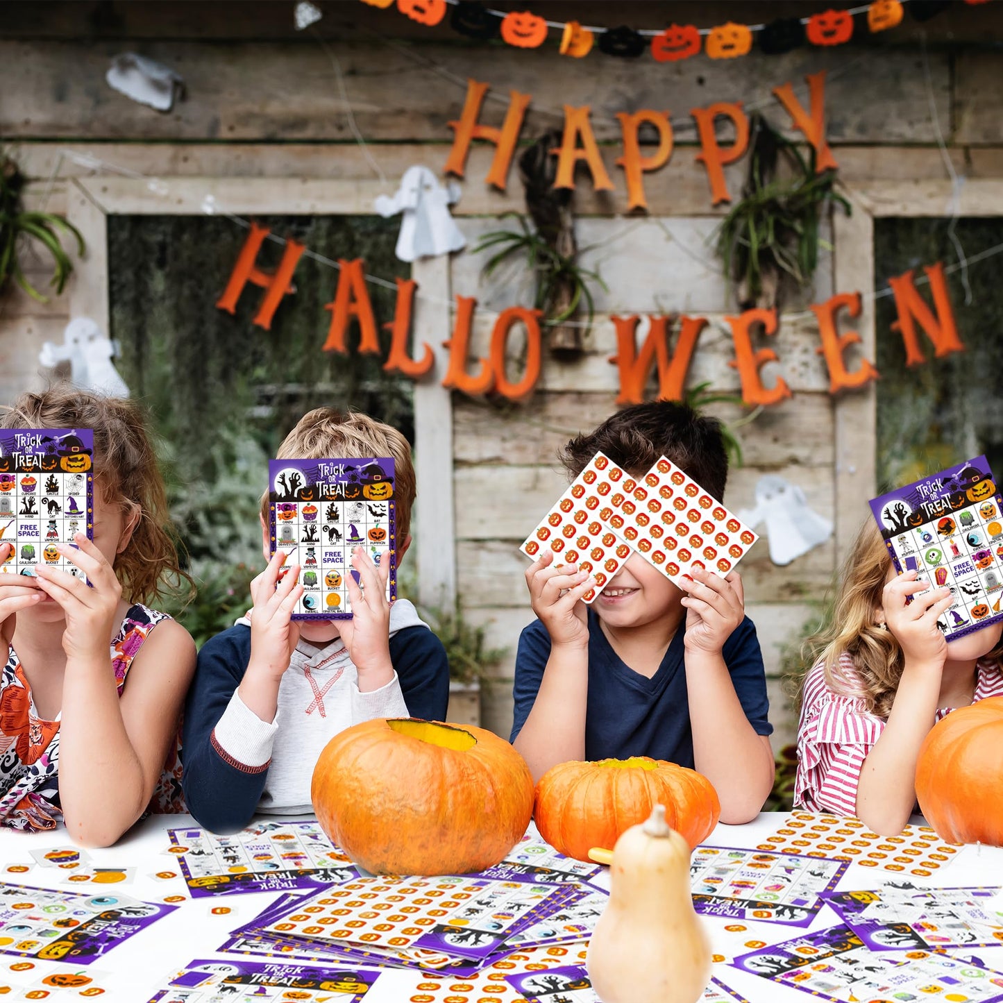 Yoqipati 45PCS Halloween Bingo Game Cards for 24 Players Halloween Bingo Games for Family and Large Group Parties Halloween Party Favors