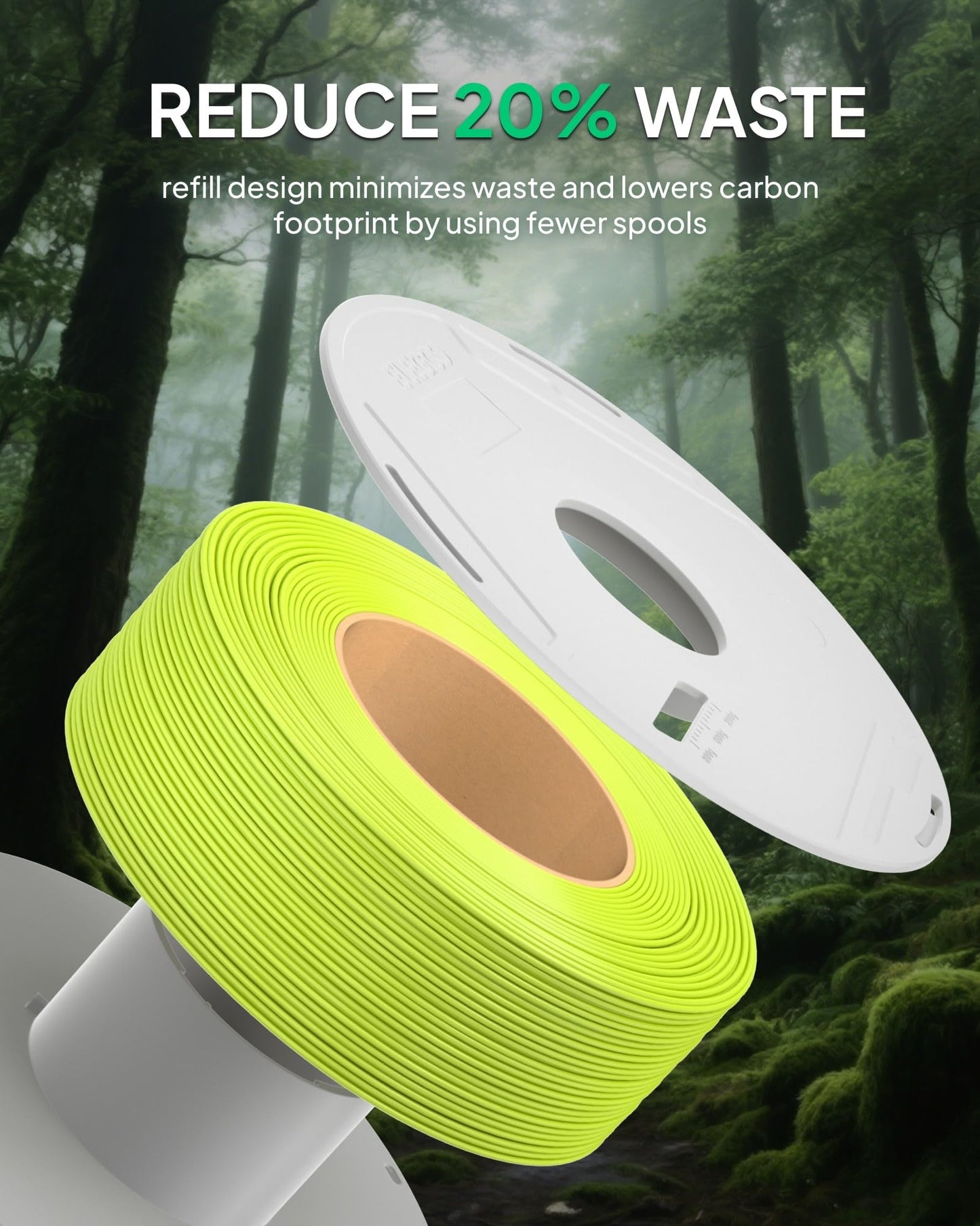 ELEGOO PLA Basic Refill Filament 1.75mm Black 1KG, 3D Printer Filament No Spool Dimensional Accuracy +/- 0.02mm, 3D Printing PLA for Reusable Spool Refilling