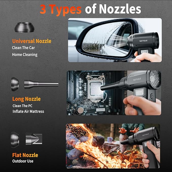 Compressed Air Duster-560g Super Power Airflow Electric Air Duster,10000mAh Rechargeable Cordless Mini Blower with LED Display,10-Gear Adjustable Electric Duster for Computer ,Car, Home, Outdoor