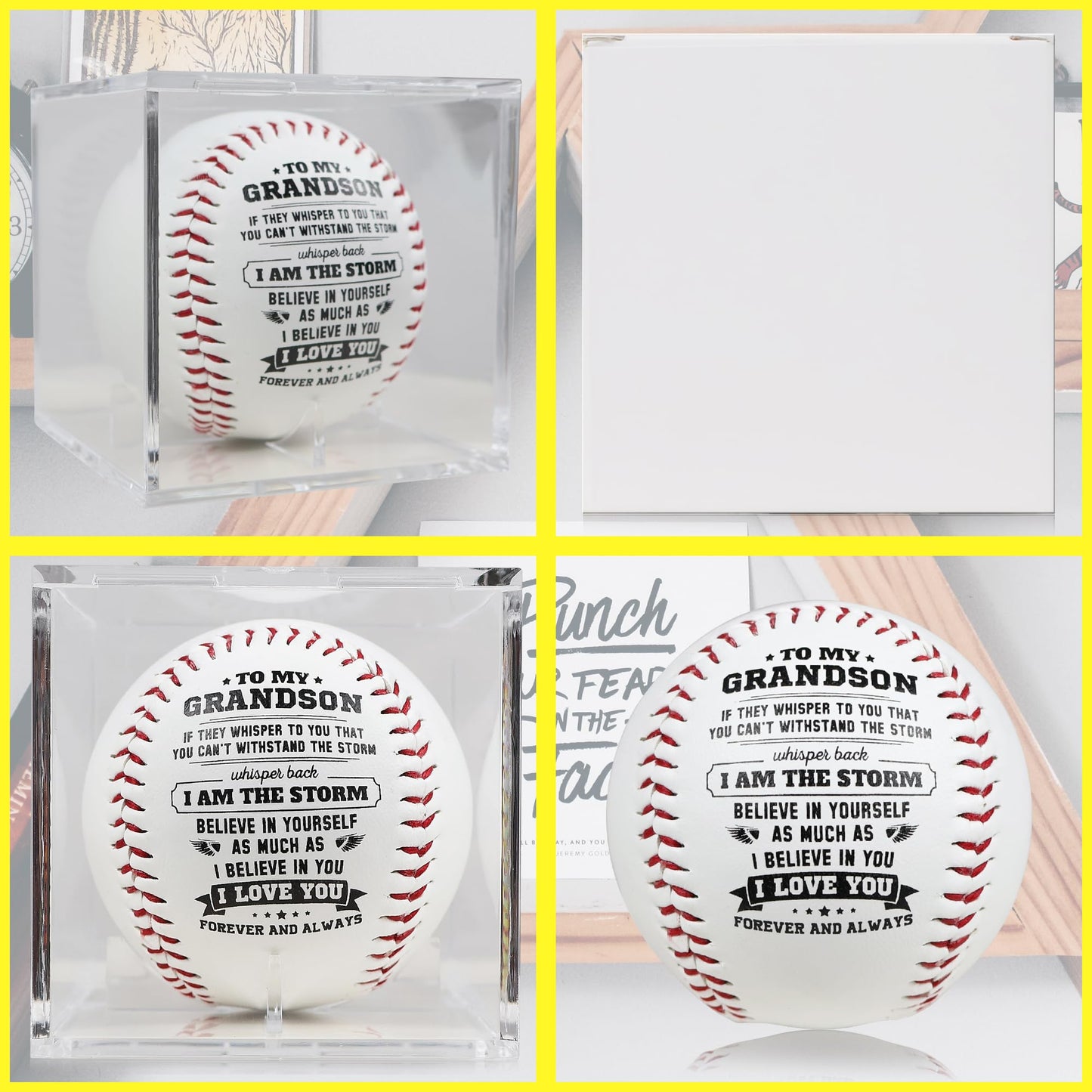 Personalized Baseball Gift for Grandson from Grandparents - Heartfelt Grandparents to Grandson Baseball with Inspirational Message - Perfect Birthday, Christmas, Graduation Gift for Teenage Boys,Youth