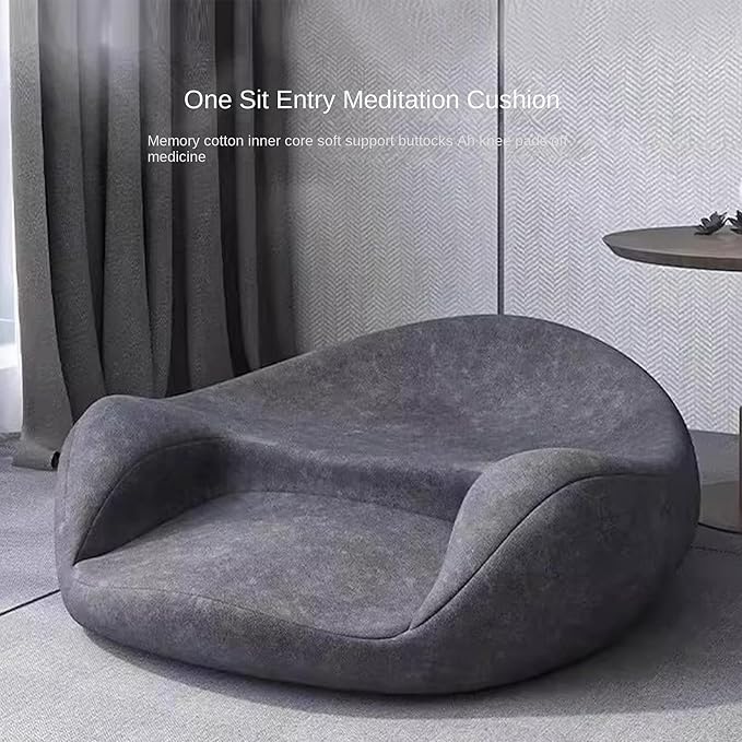 Ergonomic Meditation Cushion with Memory Foam - Large Floor Pillow Seat for Meditation, Yoga, Reading - Removable & Washable Cover, Comfortable for Home, Office, Studio Grey