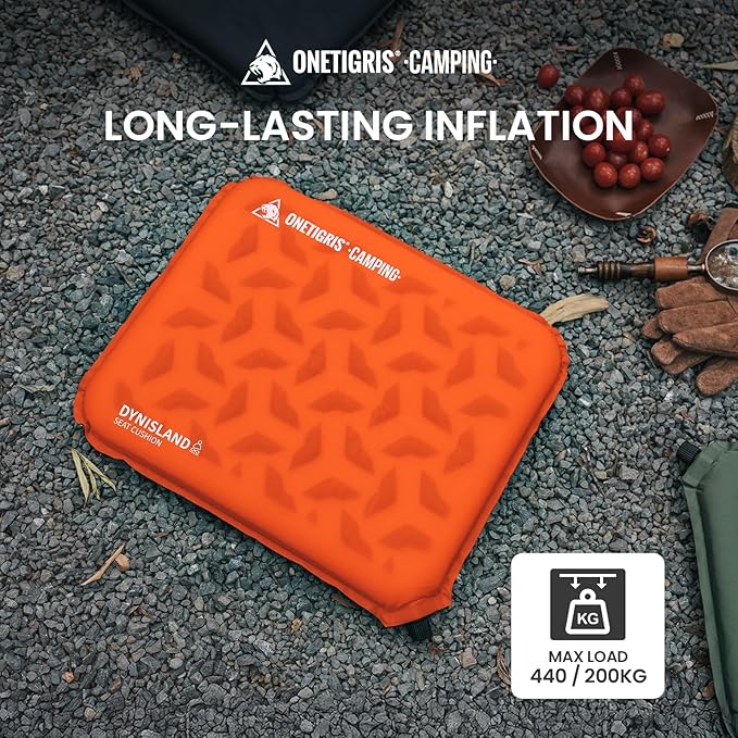 ONETIGRIS Inflatable Seat Cushion - Lightweight & Waterproof Inflatable Camping Seat Cushion Travel Cushion Stadium Seat Office Chair Car Pad