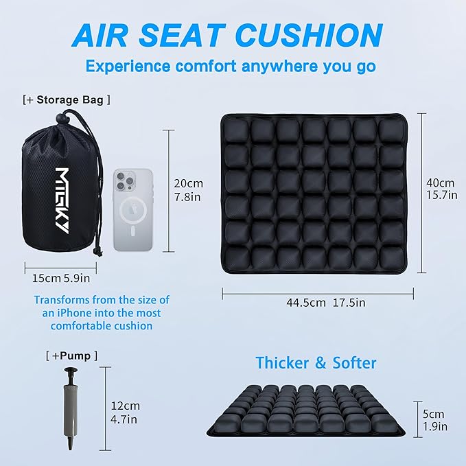 MTGKY Sondor Travel Seat Cushion,Airplane seat Cushion for Long Flight,Portable & Adjustable,Inflatable Cushion for Wheelchair, Travel,Driving,Office Work