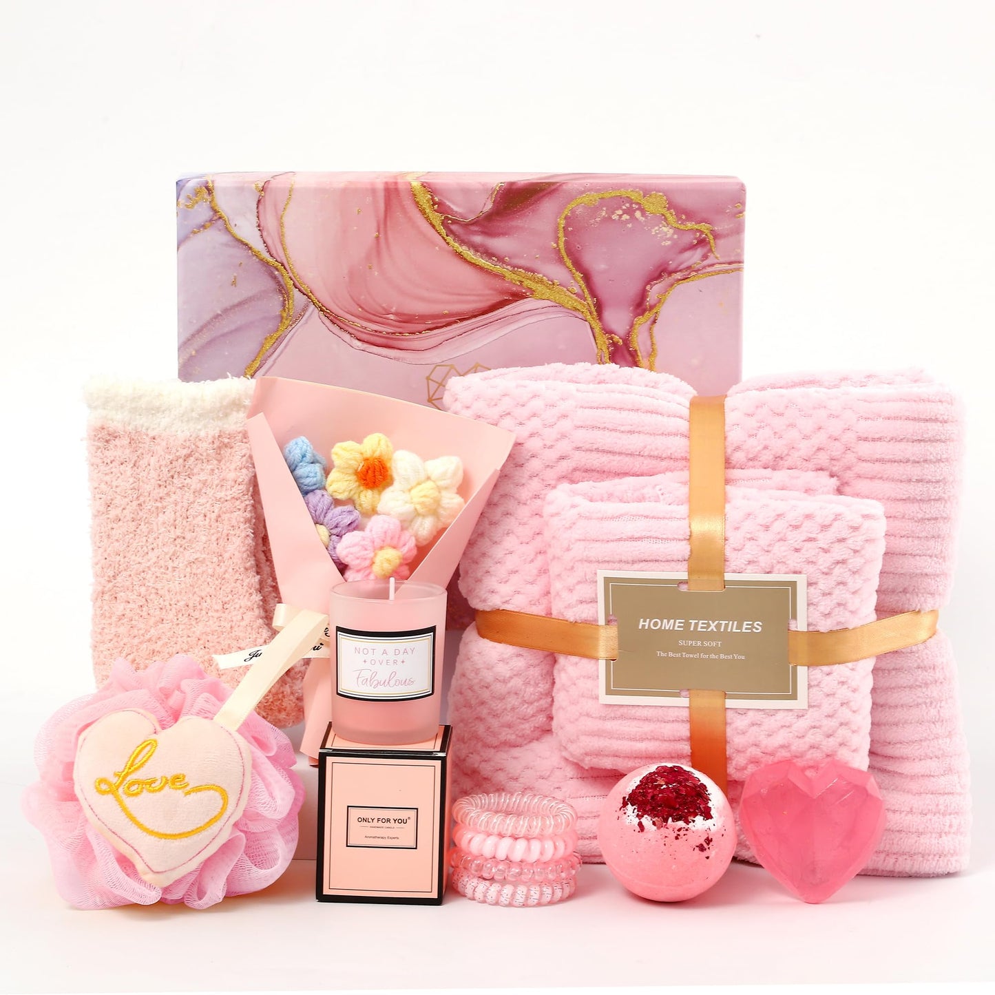 SeanLov Spa Gift Basket for Women,Unique Mom Wife Birthday Mothers Gifts to Relax, Bath Gift Set with Luxury Bath Towels, Mothers Day Gift for Mom Women Girlfriend, get well soon gifts for women