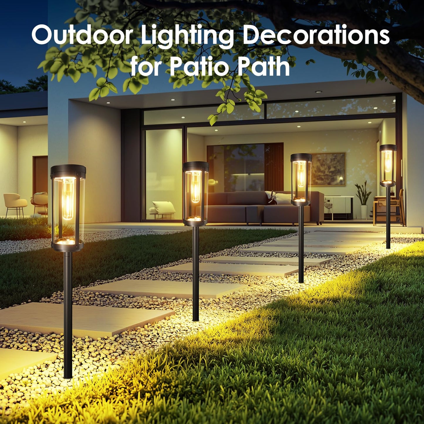 Bright Solar Pathway Lights Outdoor 6 Pack, Solar Powered Garden Light Waterproof, Auto On/Off Yard Decorations Outdoor Lights for Patio Lawn Walkway Driveway Porch, Decorative Landscape Lighting