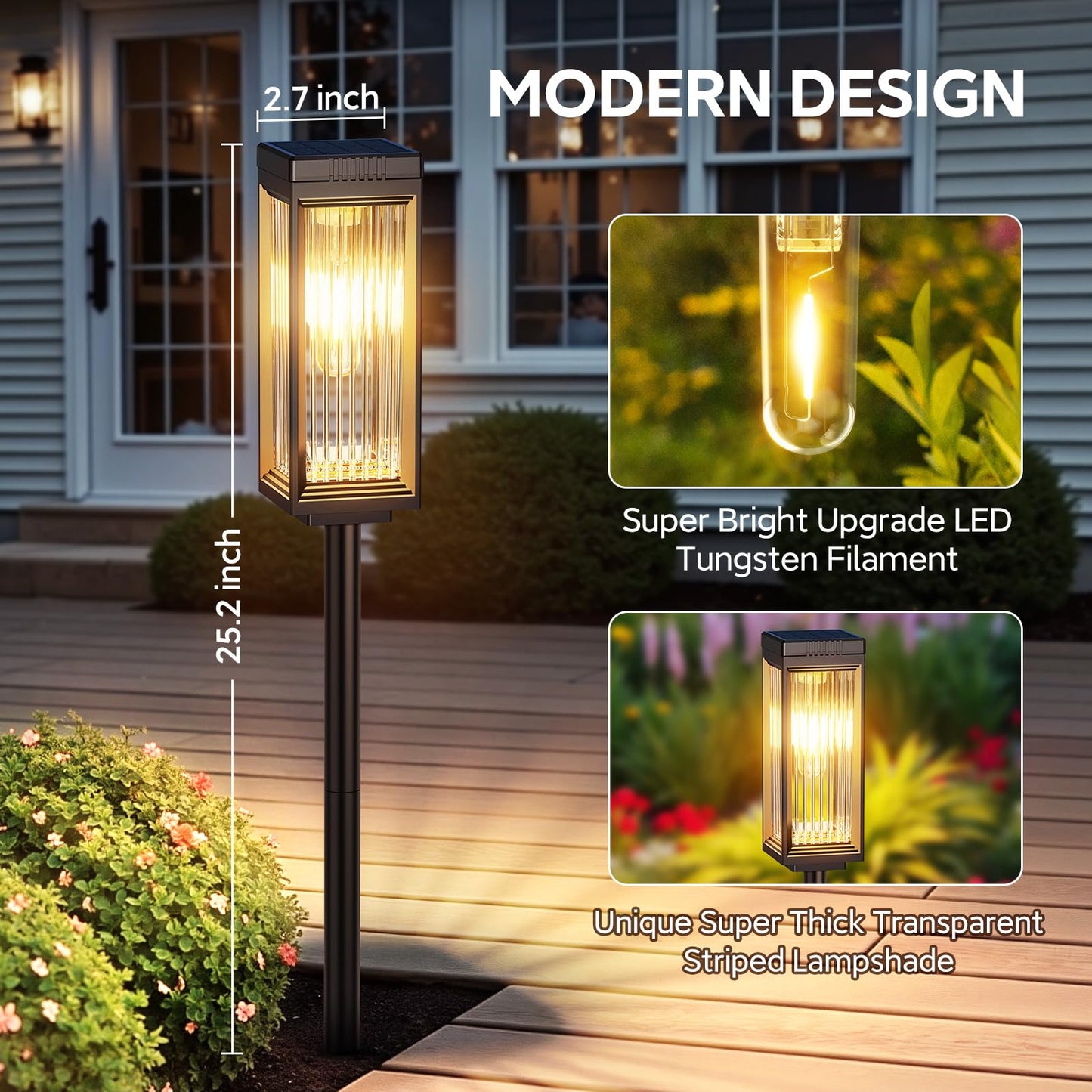 ELECLINK Solar Pathway Lights Outdoor, 6 Pack Upgraded Solar Lights Outdoor Waterproof, Bright Up to 15 Hrs Auto On/Off Garden Light for Yard Patio Lawn Path Walkway Driveway Outside Decor