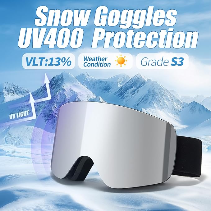 Ski Goggles OTG Snow/Snowboard Goggles Snowboarding Goggles Over Glasses Ski Goggle for Men Women Adult