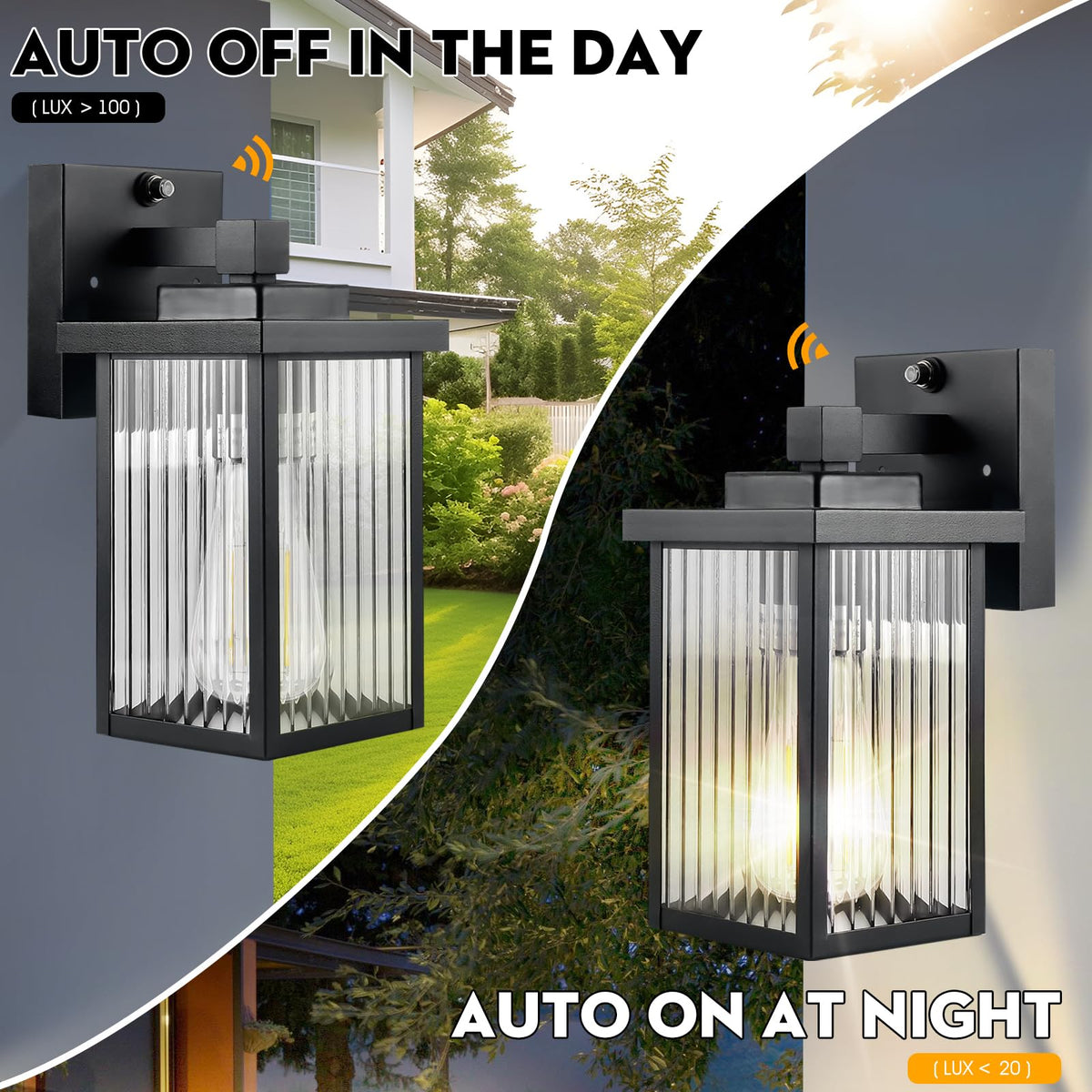 hameso Dusk to Dawn Outdoor Lighting, Waterproof Outdoor Porch Light with Tempered Glass, Outdoor Light Fixture for House Exterior Front Door Garage Patio