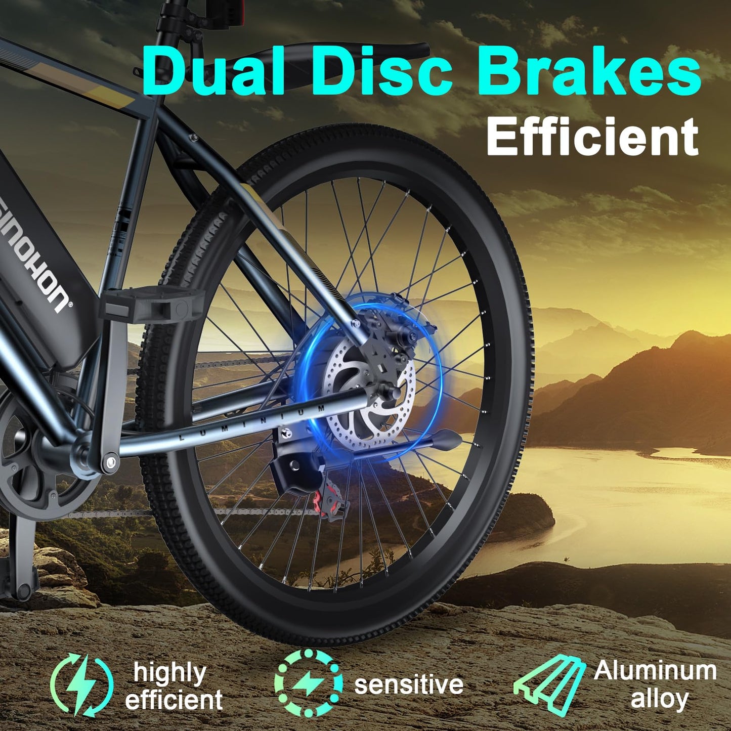 26" Electric Bike for Adults, E-Bike Commuter – 500W Brushless Motor, 36V 10.4AH, 7-Speed Gear, Front Suspension Fork, 20MPH Top Speed, 37+ Miles Long Range – Certified to UL 2849 (36V10AH-Blue)