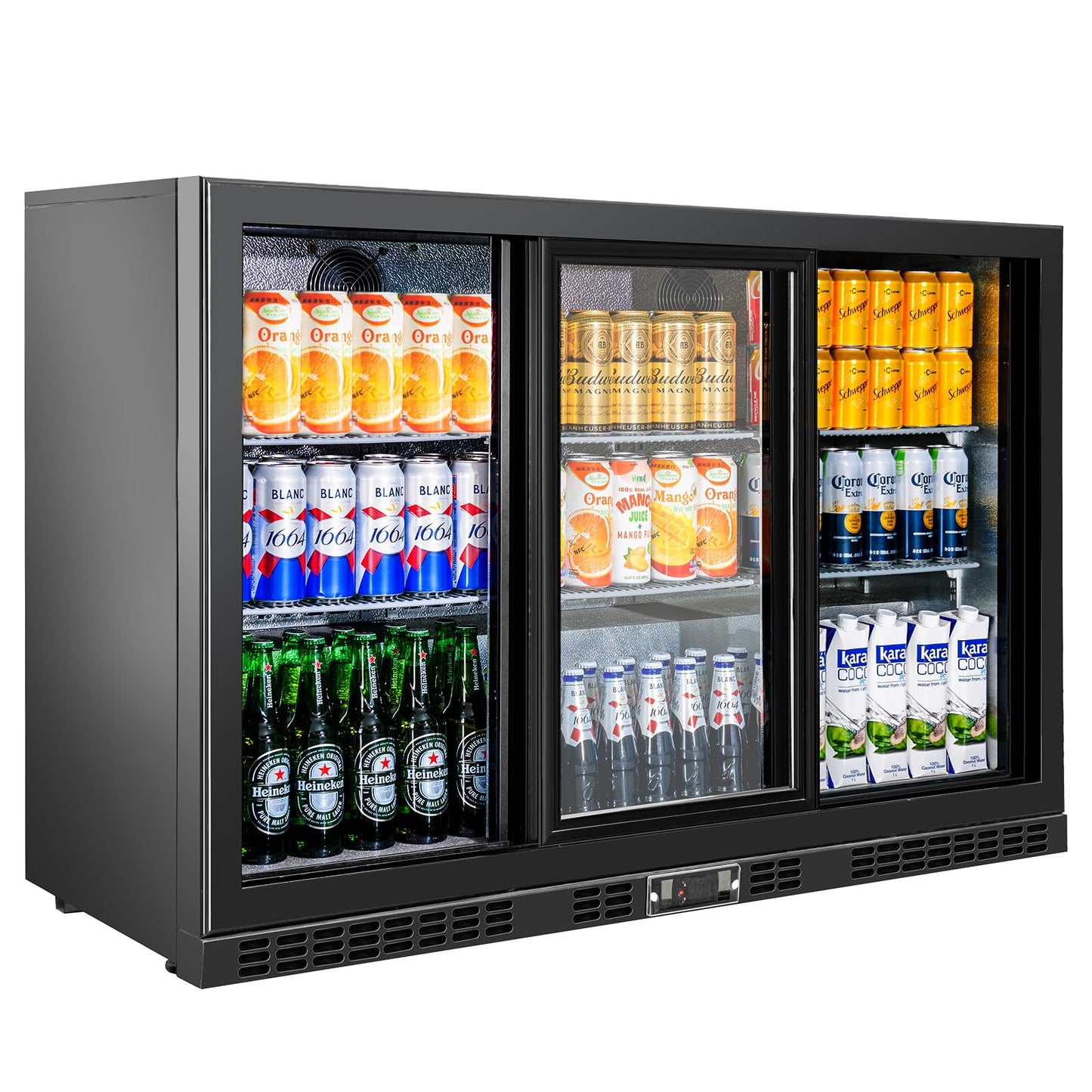 BINGERMA Back Bar Cooler with 3 Sliding Glass Doors 10.5 Cu.ft. ETL Commercial Beverage Refrigerator Black Drink Fridges for Beer, Wine,Soda, Drinks