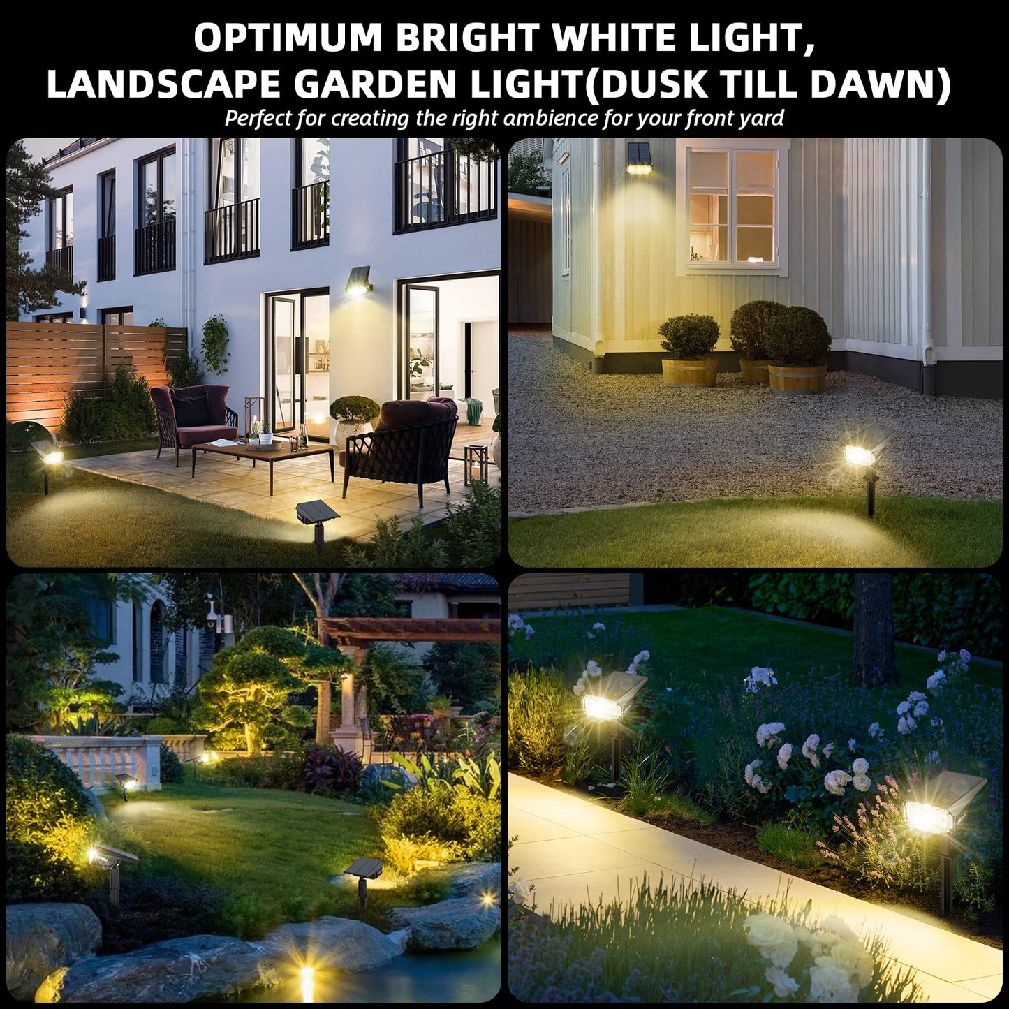LEREKAM Solar Spot Lights Outdoor Landscape Lights, IP65 Outdoor Waterproof Spotlights, 40 LED's Outdoor Solar Lights for Yard Palm Trees Driveway Patio Pool 10 Pack