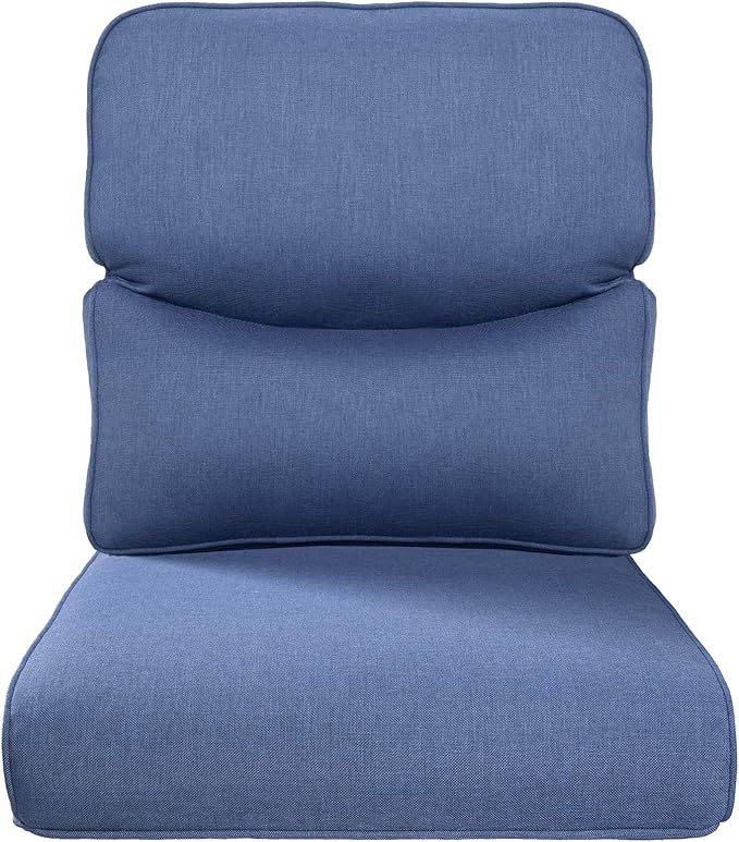 ACTREST Pop 22x25/22x24 Outdoor Replacement Cushions - 1 Set High Back Deep Seat Patio Furniture Cushion for Wicker Dining Swivel Rocking Chairs Loveseat Couch Sectional Sofa - Navy Blue/Smile