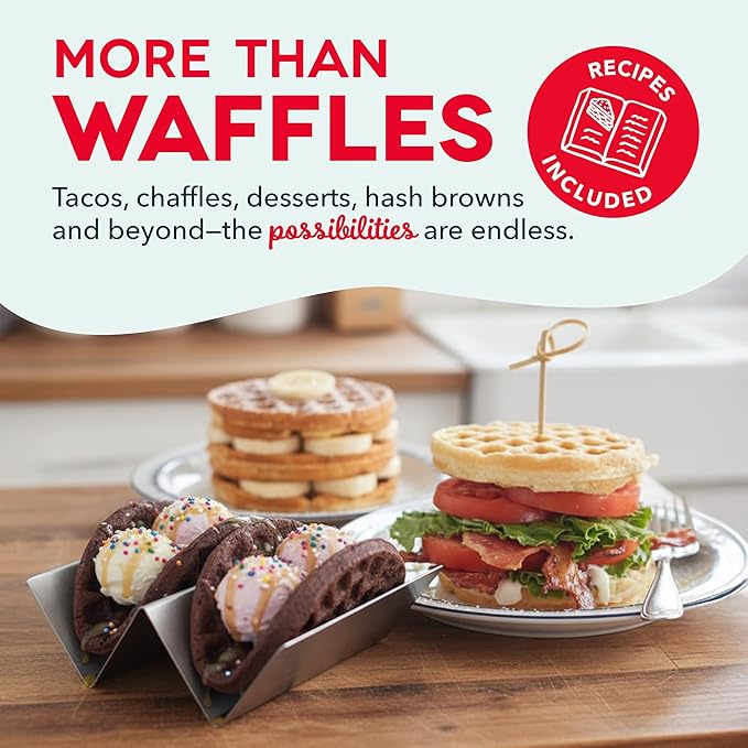 DASH Mini Waffle Maker - 4” Waffle Mold, Nonstick Waffle Iron with Quick Heat-Up, Nonstick Surface - Perfect Mini Waffle Maker for Kids and Families, Just Add Batter (Red)