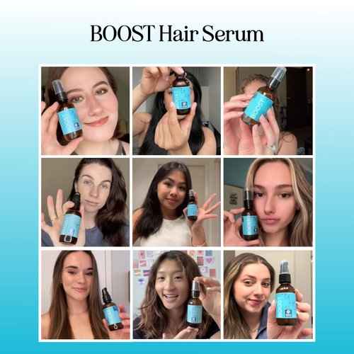 BOOST Biotin Hair Serum plus Advanced Biotin Shampoo and Conditioner Set - Hair Thickening Serum with Castor and Rosemary plus Volumizing Biotin Shampoo for Men and Women Bundle