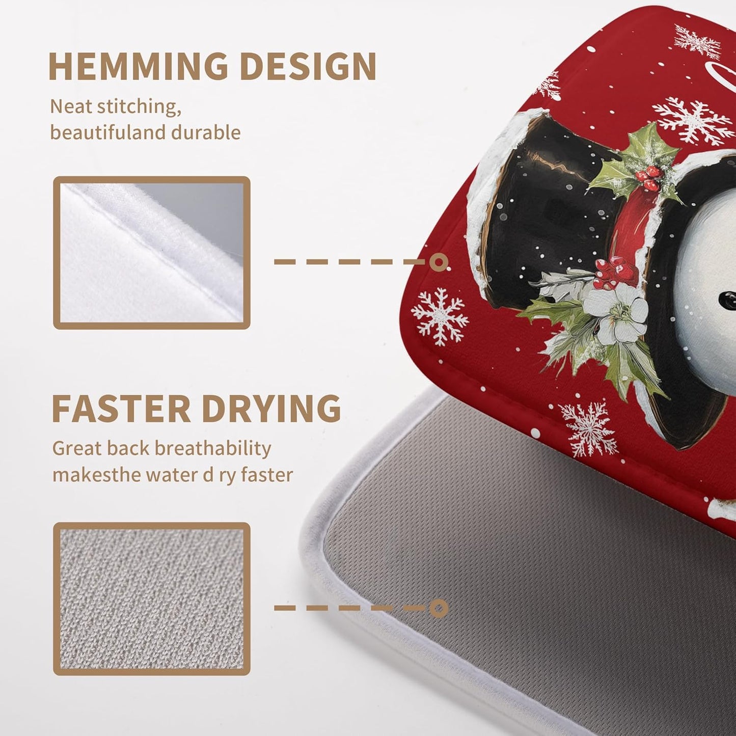 Snowman Christmas Dish Drying Mat Winter Drying Mats for Kitchen Counter Xmas Holiday Red Dish Draining Mat Microfiber Absorbent Reusable Dish Rack Pad 18x24 Inch