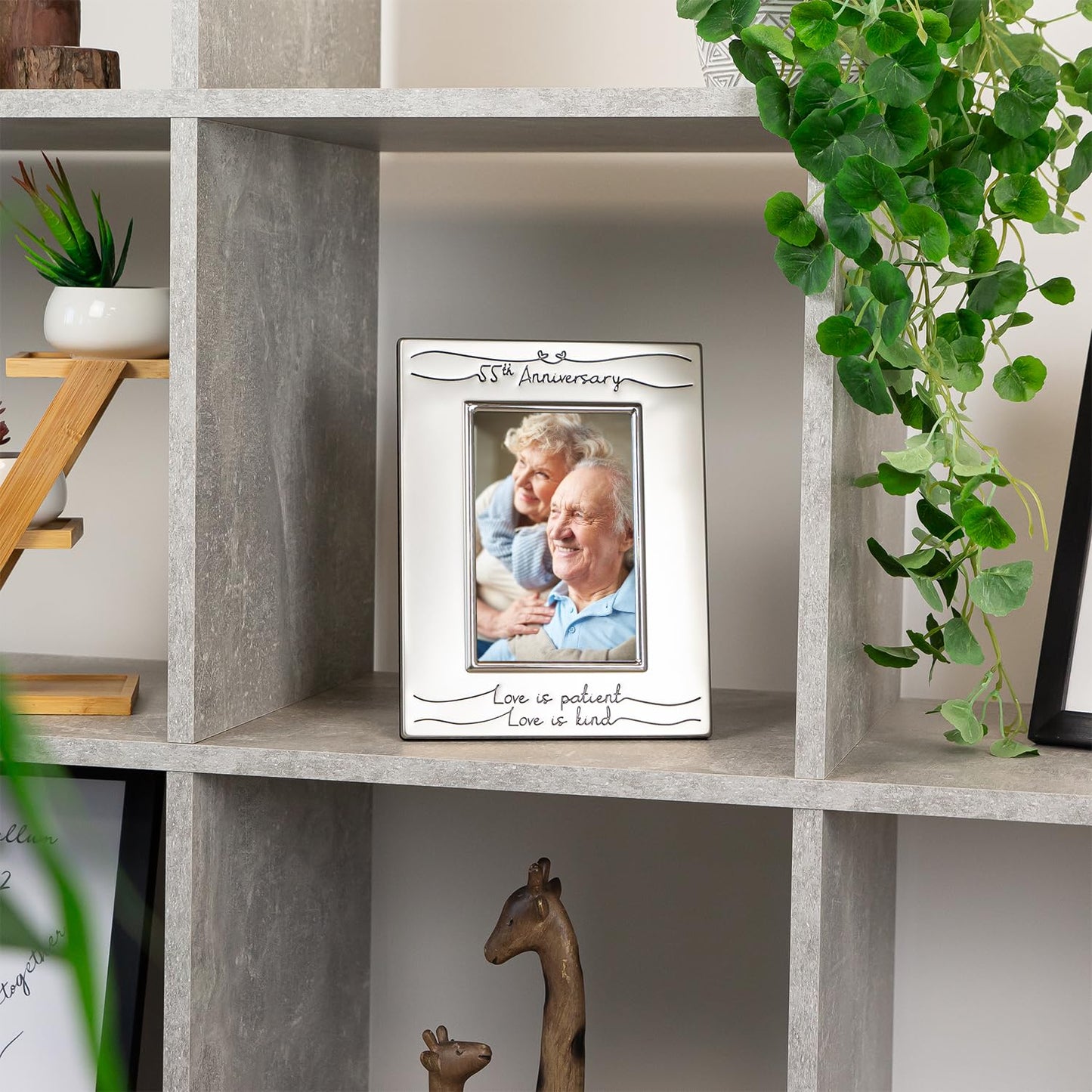 Haysom Interiors Beautiful Two Tone Silver Plated 55th Anniversary 4" x 6" Picture Frame with Black Velvet | Unique and Thoughtful Gift Idea