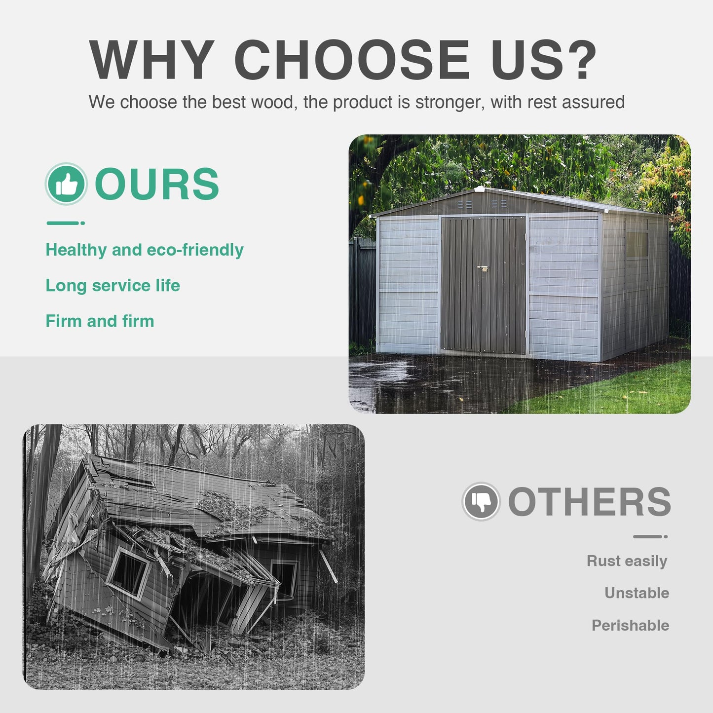 Jaxenor 8x8 FT Outdoor Wood Storage Shed, Garden Tool Shed with Windows, Outside Storage Shed Waterproof for Garden, Backyard, Patio, 4 Vents (Without Floor) Gray