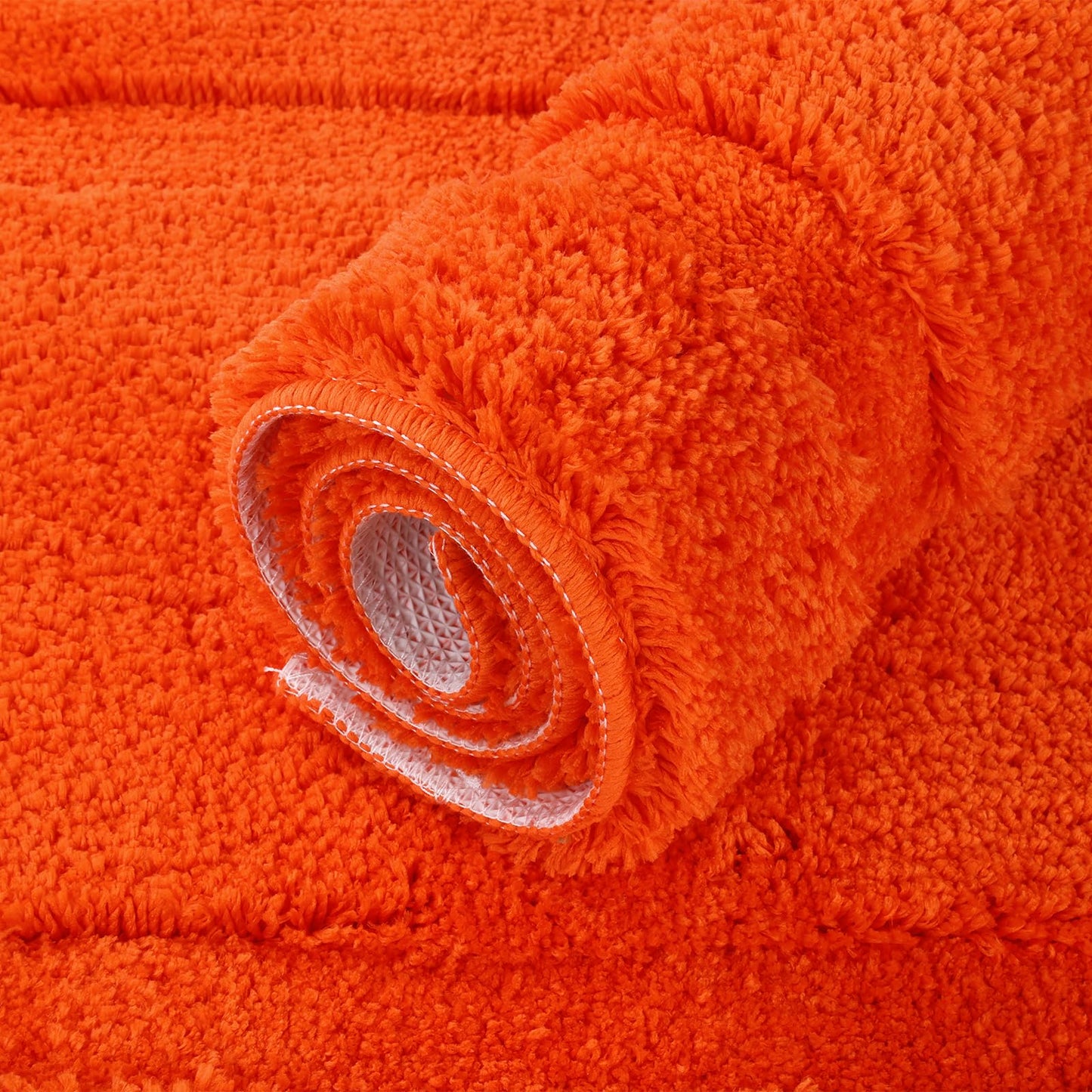 SHACOS Super Soft Bathroom Rugs 20"x32" Bath Mats Fluffy Non Slip Washable Absorbent Bath Rugs Carpets for Bathroom Floor Tub Shower Vanity Sink Home Decor Accessories, Orange Red 1'8" x 2'8"