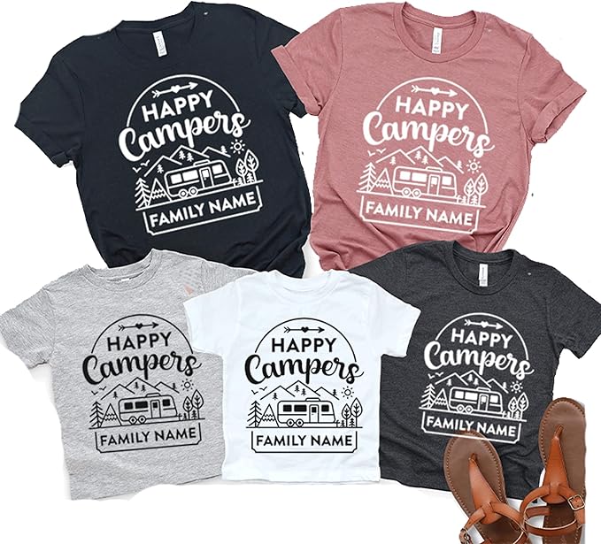 Custom Happy Camper, Personalized Name Camper, Camping Crew, Camp Matching, Camp Custom, Camping Family Trip
