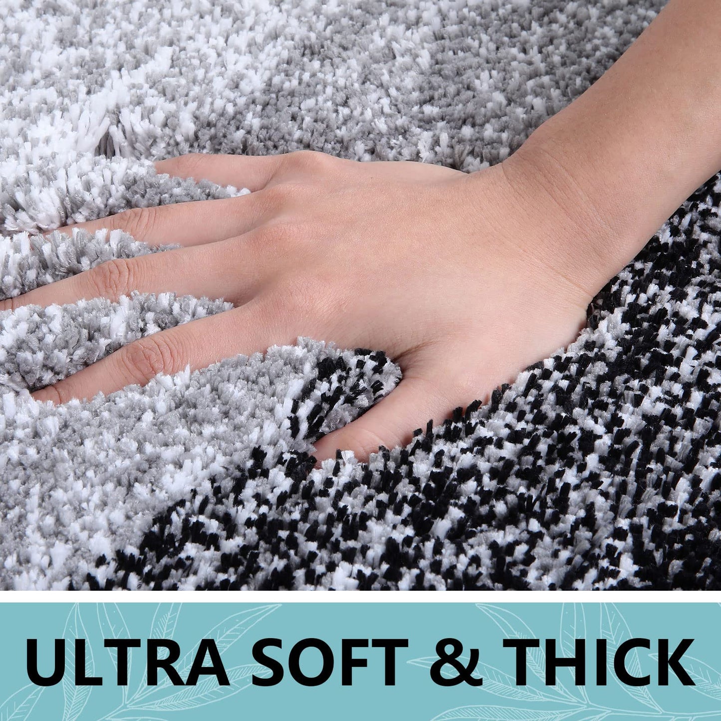 Arotive Microfiber Bathroom and Toilet U-Shaped Rugs - Bath Size 24x16, Toilet Size 24x20 in Black, 2 Item Bundle