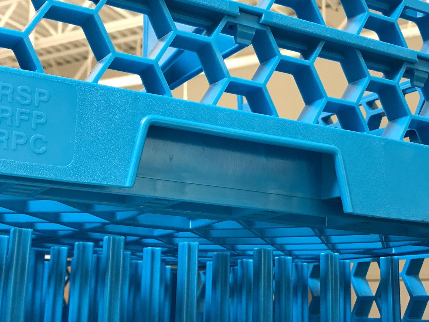 Carlisle FoodService Products Opticlean Glass Rack 16 Compartments with 1 Extender for Kitchens and Restaurants, Plastic, 19.875 x 19.875 x 5.5 Inches, Carlisle Blue