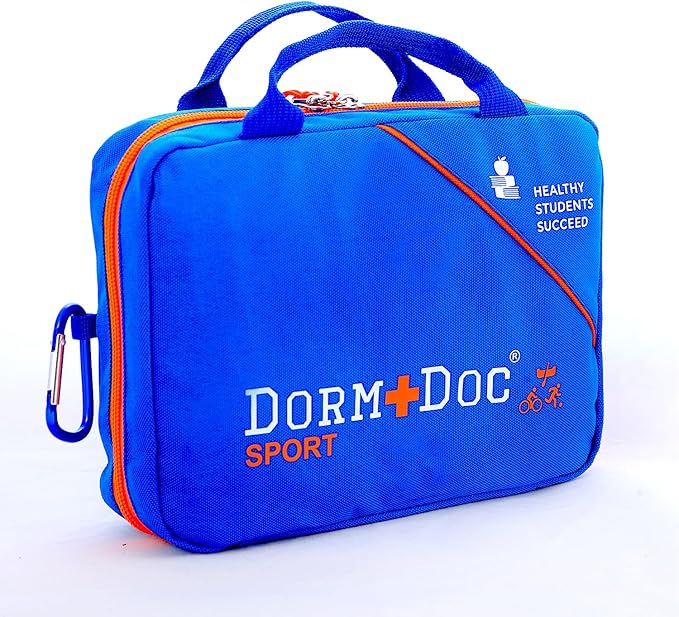 DormDoc Sports Pack First Aid Kit – Compact Emergency Medical Kit for Sports – with Bandages, OTC Medicines for Relief, Ga...