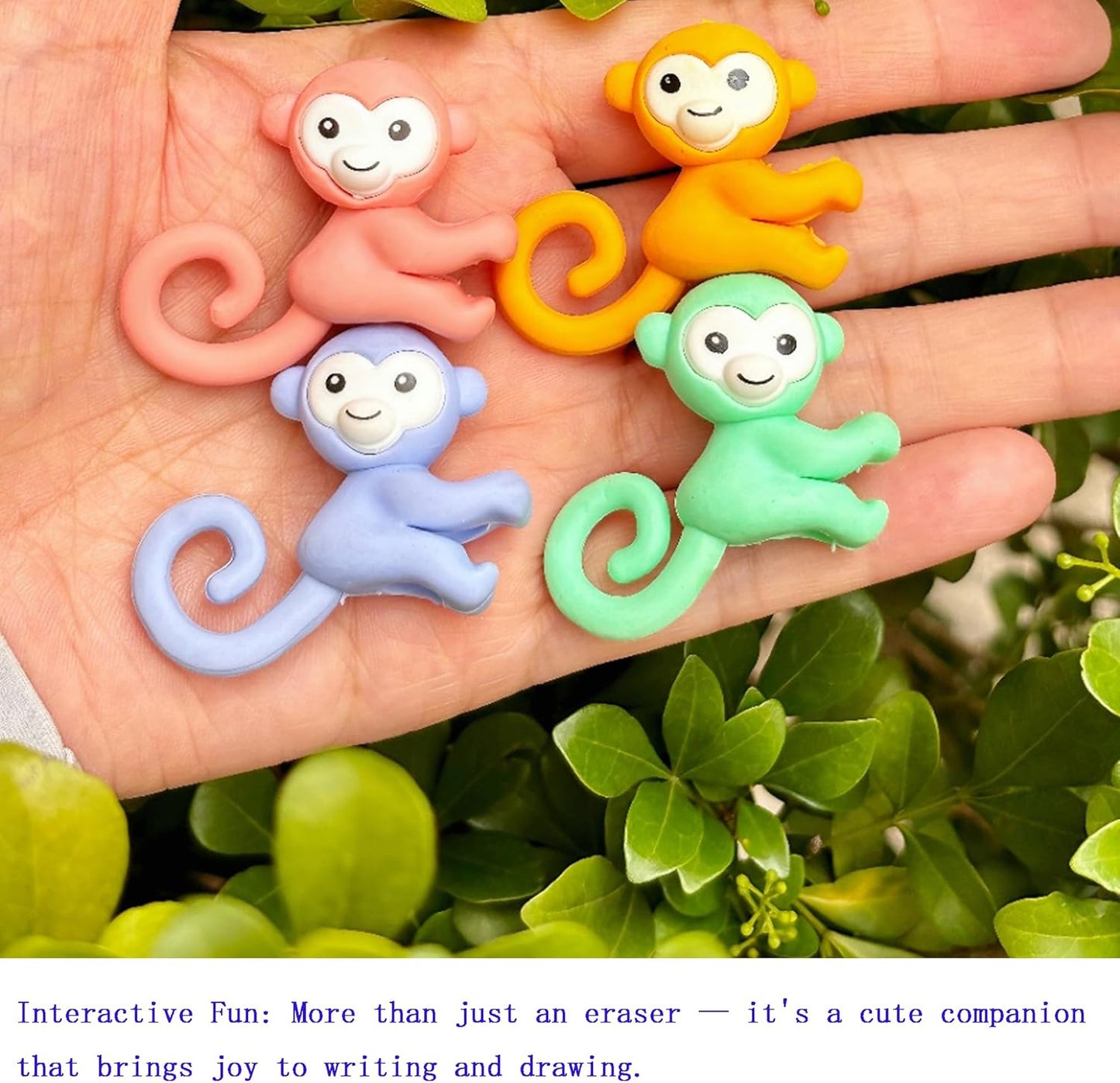 50PCS Cute Fun Monkey Top Erasers for Kids Bulk,Pencil Topper Back to School Party Gifts (Monkey Top Erasers, Big)