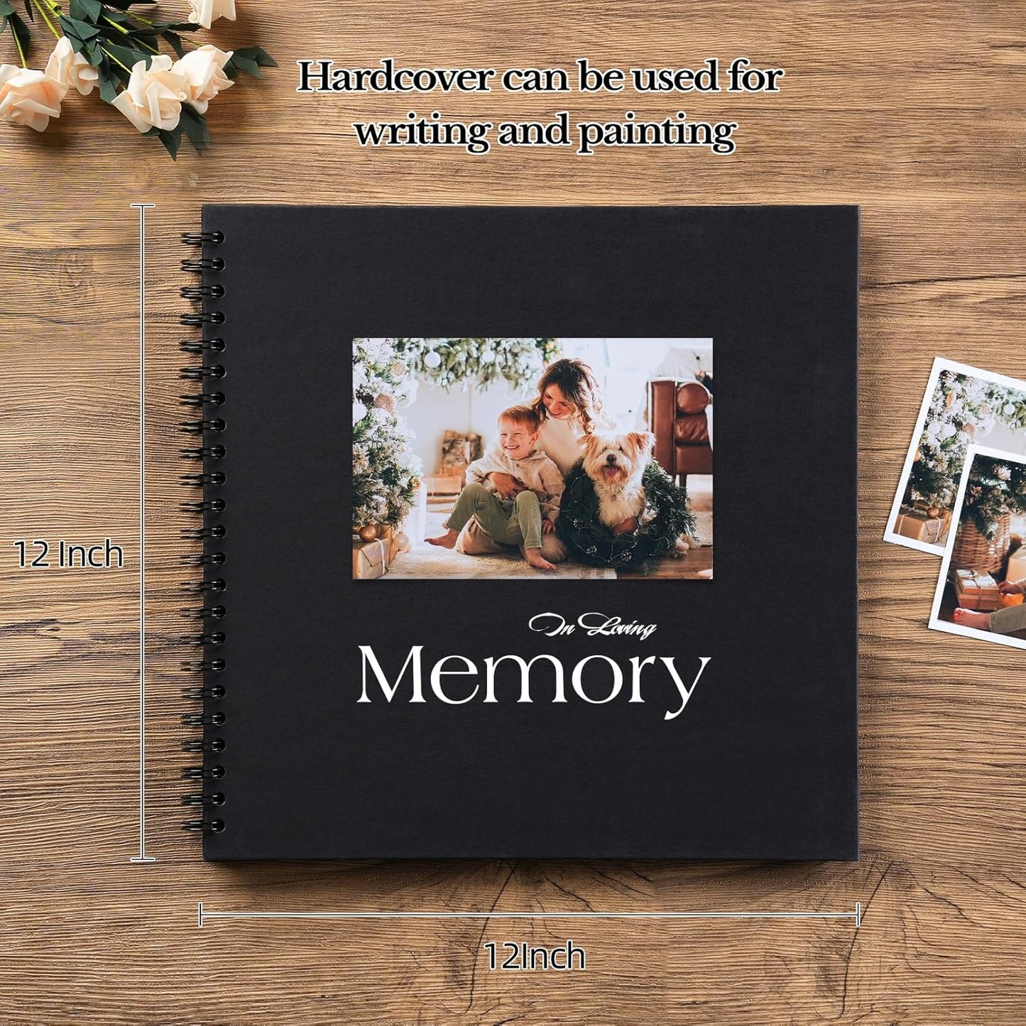 potricher 12 x 12 Inch DIY Scrapbook Album 40 Pages Hardcover Kraft Paper Scrap Book Photo Albums Memory Book for Wedding and Anniversary Family (Black, 12 Inch)