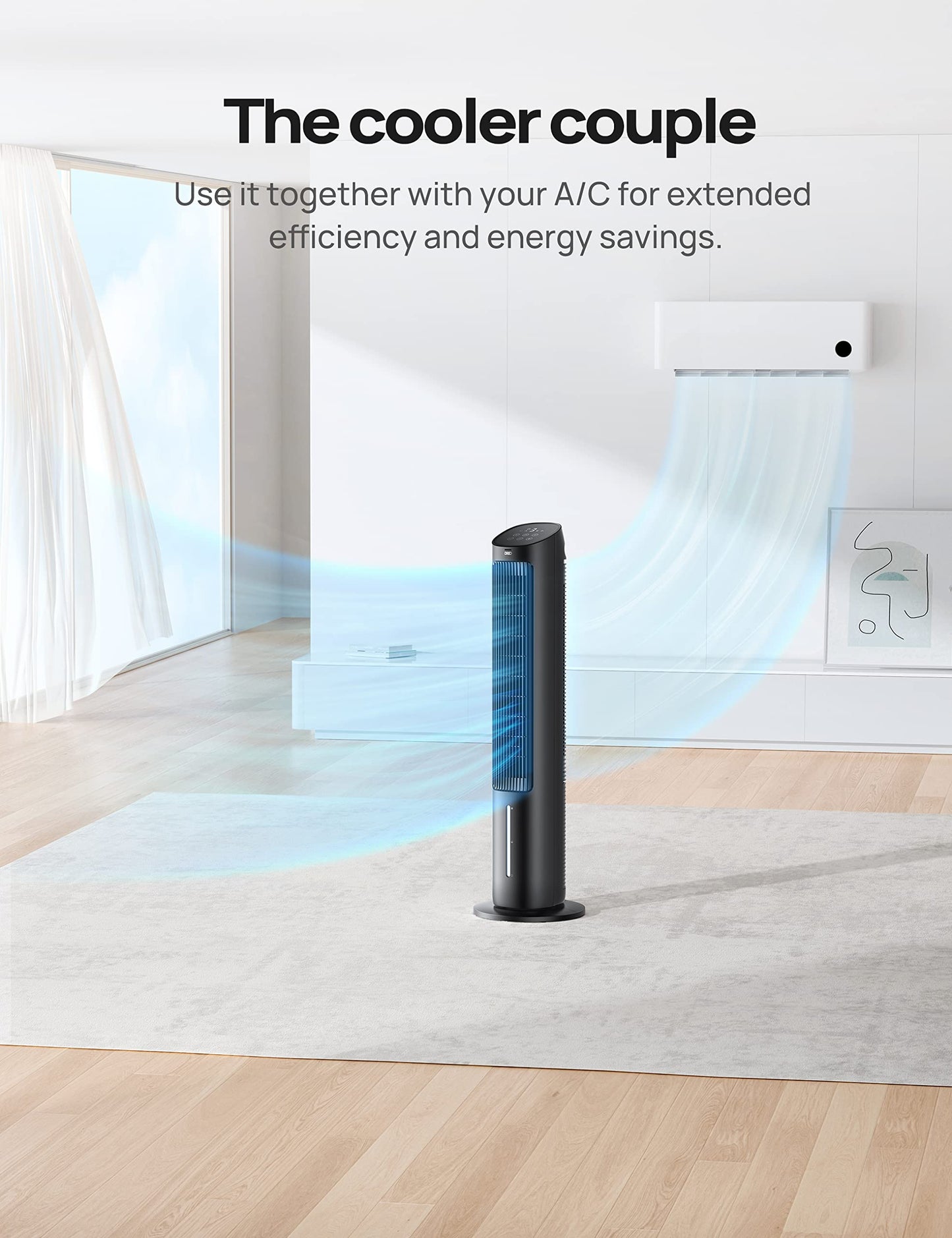 DREO Portable Air Conditioners Fan, 40” Standing Fans that Blow Cold Air, Portable AC，80° Oscillating Evaporative Air Cooler，Removable Water Tank, Ice Packs, Remote Control, 4 Speeds, 7H Timer, Black