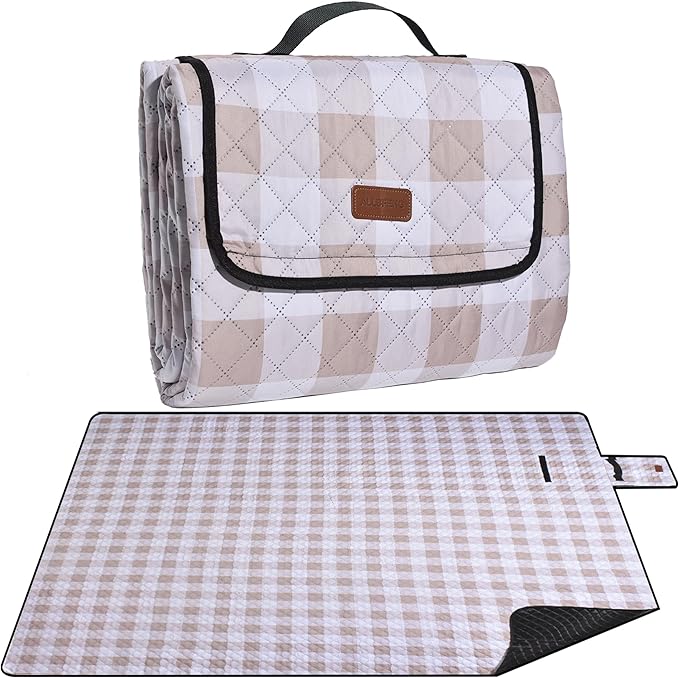 Extra Large Picnic Blanket 80''x 60'' Picnic Mat Waterproof Sand Proof Foldable for Beach, 5-Layer Outdoor Blanket for 6 t...