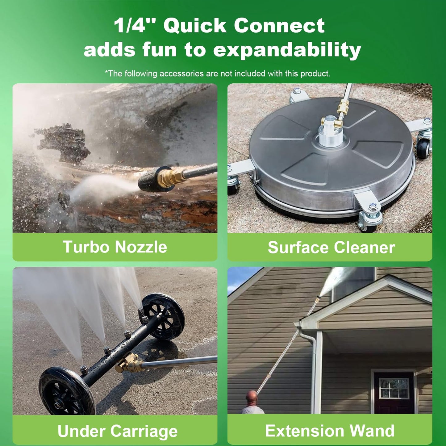 Imdot 5000PSI 4.0GPM Heavy Duty Electric Pressure Washer with 33 FT Extension Hose, 4 QCNozzles and 500ml Foam Cannon for Cars/Fences/Driveways/Patios/Home Cleaning, Green