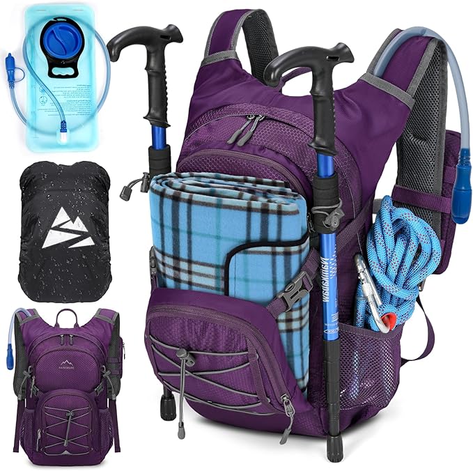 Hydration Backpack with Water Bladder, 18L Lightweight Hiking Backpack for Women&Men Small Insulated Hydration Water Pack ...
