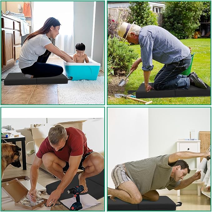 OFiSEXPT Garden Kneeling Pad, Memory Foam Knee Cushions for Gardening, Extra Thick Knee Pad, Water Resistant Prayer Pillow for Work, Yoga, Physical Therapy(Black)